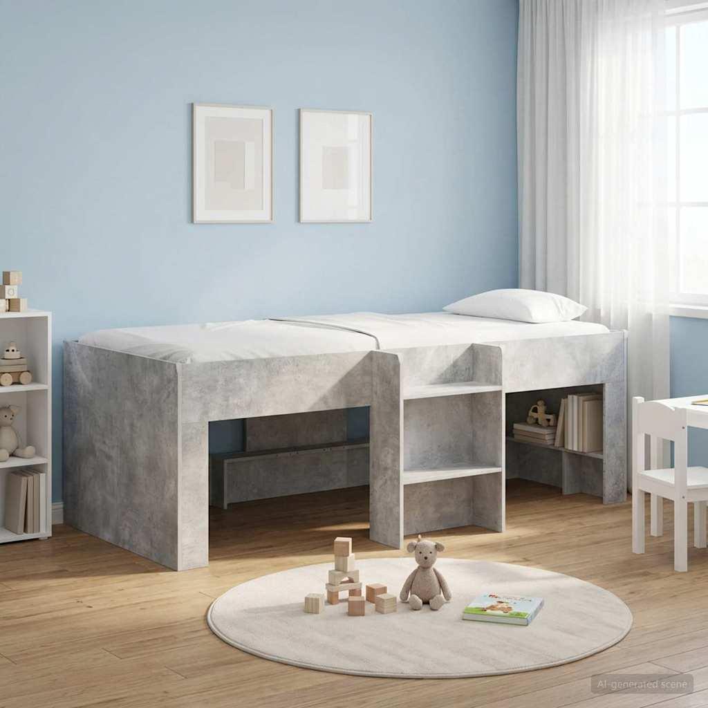 Børns høje sengestel 2 pcs Betongrå 90 x 190 cm Konstrueret træ