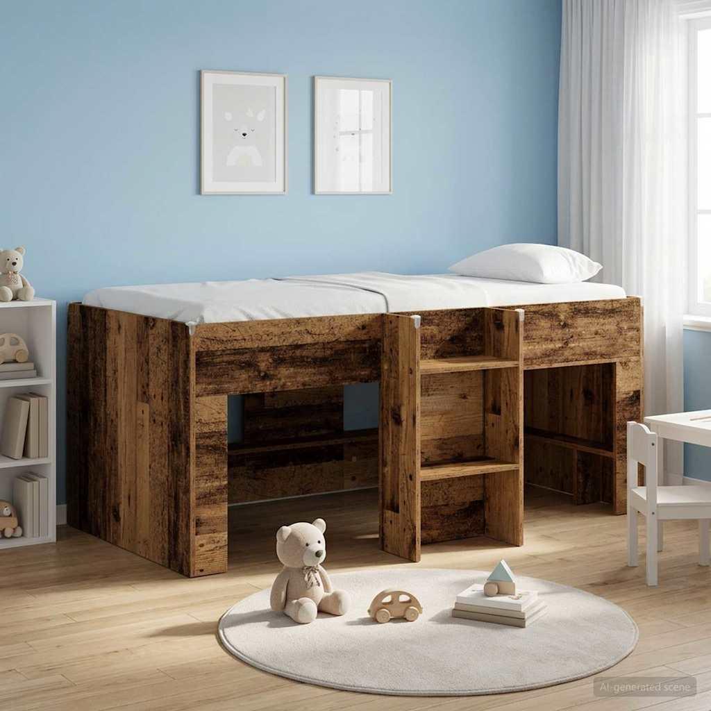 Børns høje sengestel 2 pcs Gammelt træ 163 x 101,1 x 68,5 cm
