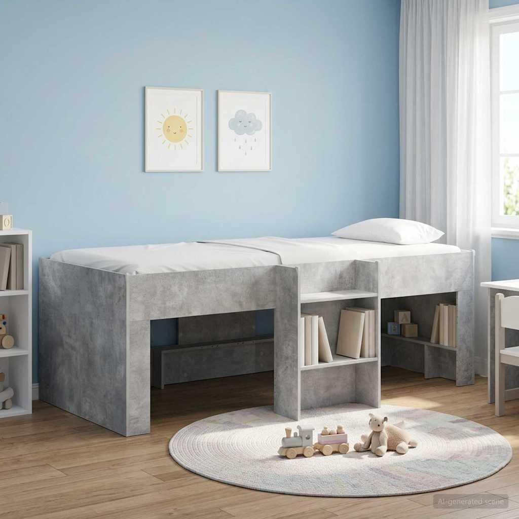 Børns høje sengestel 2 pcs Betongrå 98,5 x 200 cm