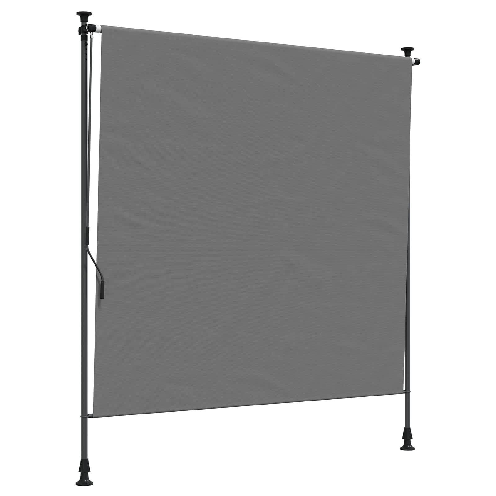 Udendørs rullegardin - lysegrå 100 × 270 cm, højdejusterbar solskærm