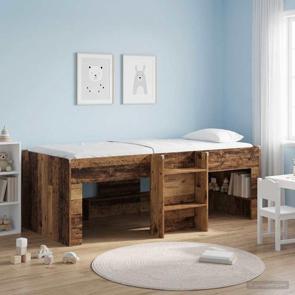 Børns høje sengestel 2 pcs Gammelt træ 90 x 200 cm