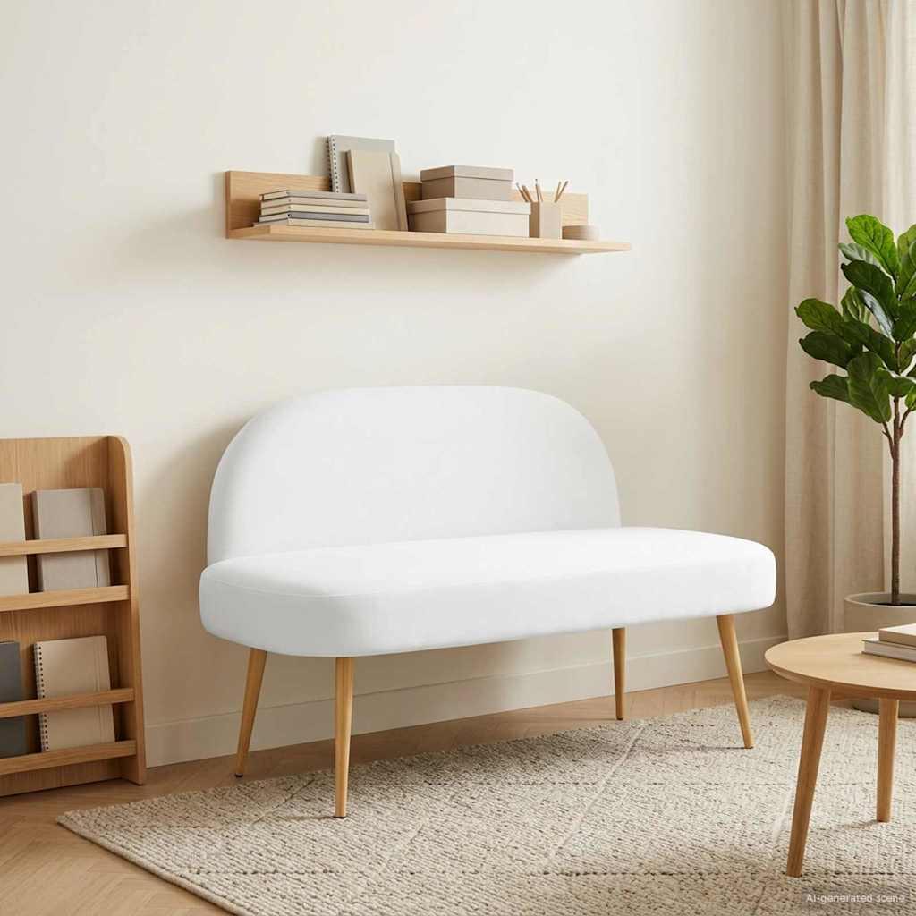 Polstret bænk med ryg Hvid 110 x 60 x 76 cm Polyester