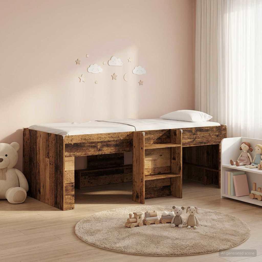 Børns høje sengestel 2 pcs Gammelt træ 203 x 101,1 x 68,5 cm