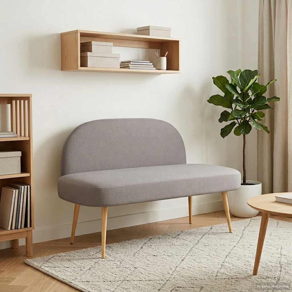 Polstret bænk med ryg Gråbrun 110 x 60 x 76 cm Polyester