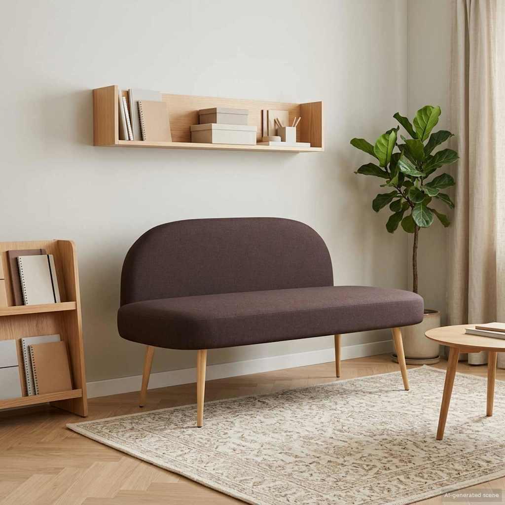 Polstret bænk med ryg Mørkebrun 110 x 60 x 76 cm Polyester