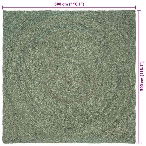 Områdetæppe i jute - olivengrøn, 300 × 300 cm