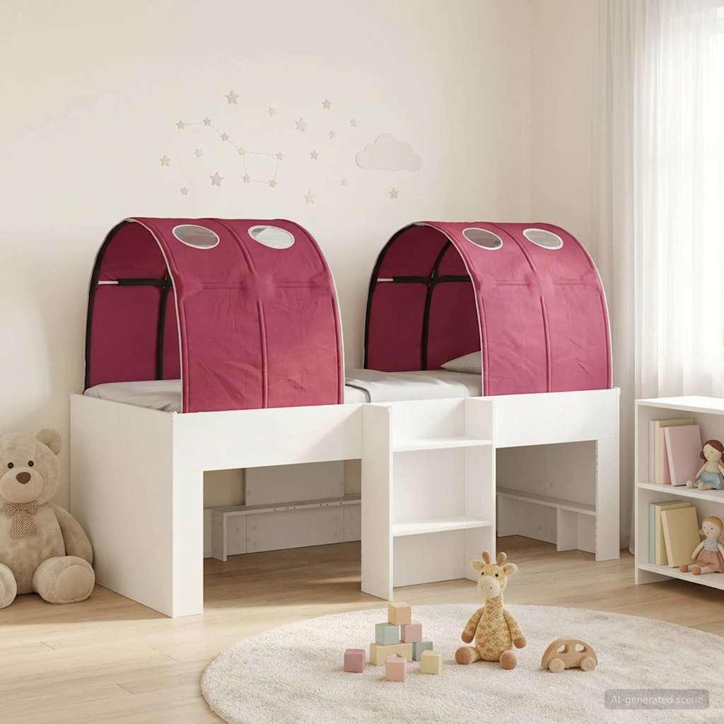 Seng med Tunnel 4 stk Hvid og rød Konstrueret træ