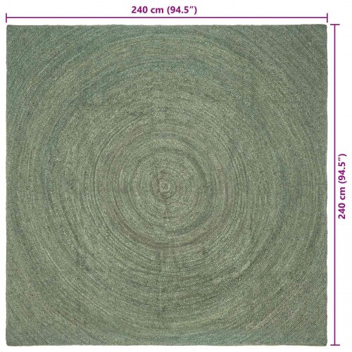 Områdetæppe i jute - olivengrøn, 240 × 240 cm