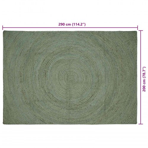 Områdetæppe i jute - olivengrøn 200 × 290 cm