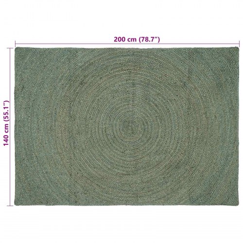 Områdetæppe i jute - olivengrøn 140 × 200 cm