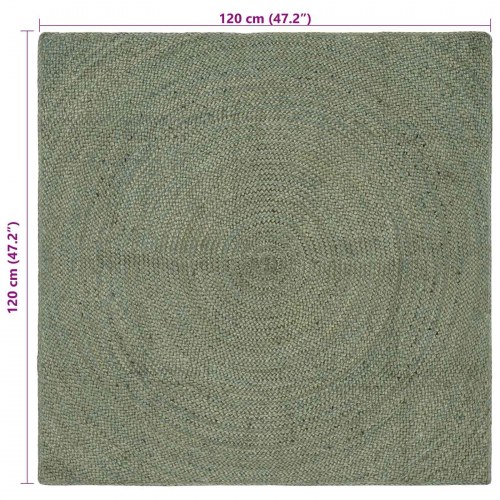 Olivengrønt områdetæppe i jute - 120 × 120 cm, håndvævet