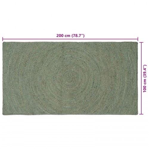 Områdetæppe i jute - olivengrøn 100 × 200 cm