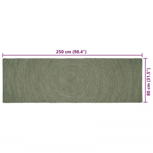 Områdetæppe i jute - olivengrøn 80 × 250 cm
