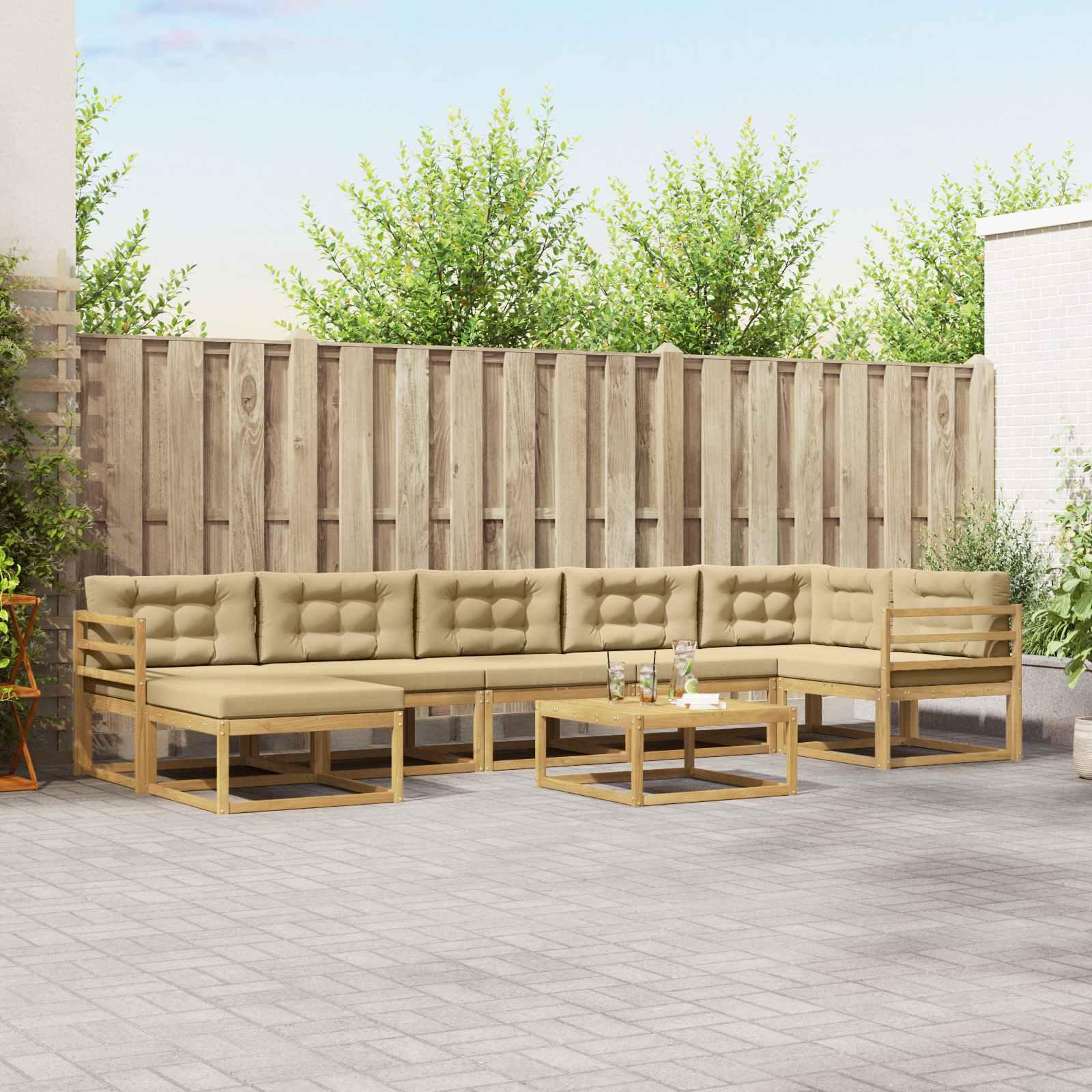 Udendørs sofagruppe 8 stk Hvid og Beige