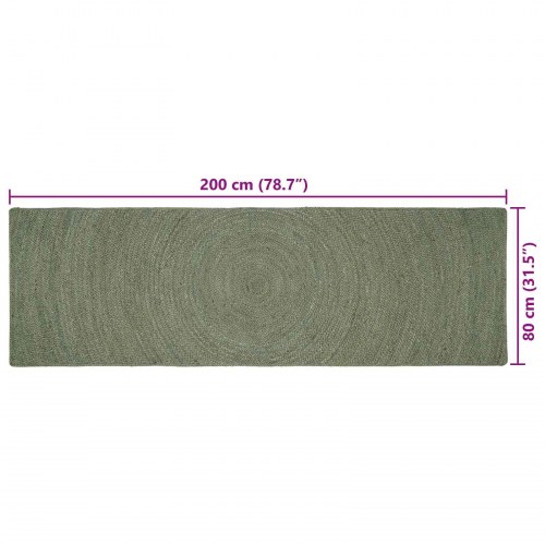 Områdetæppe i jute - olivengrøn 80 × 200 cm