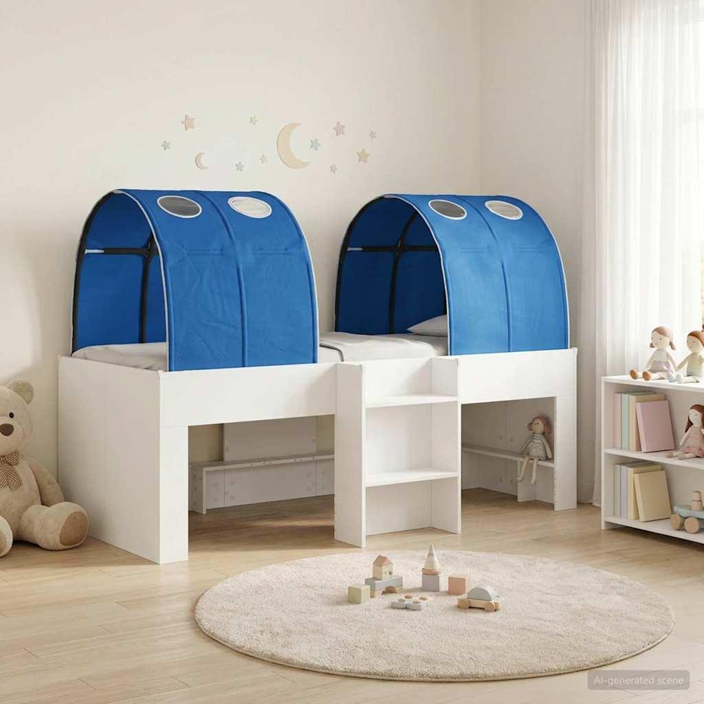 Kids'høj seng med tunnel Hvid og blå Konstrueret træ