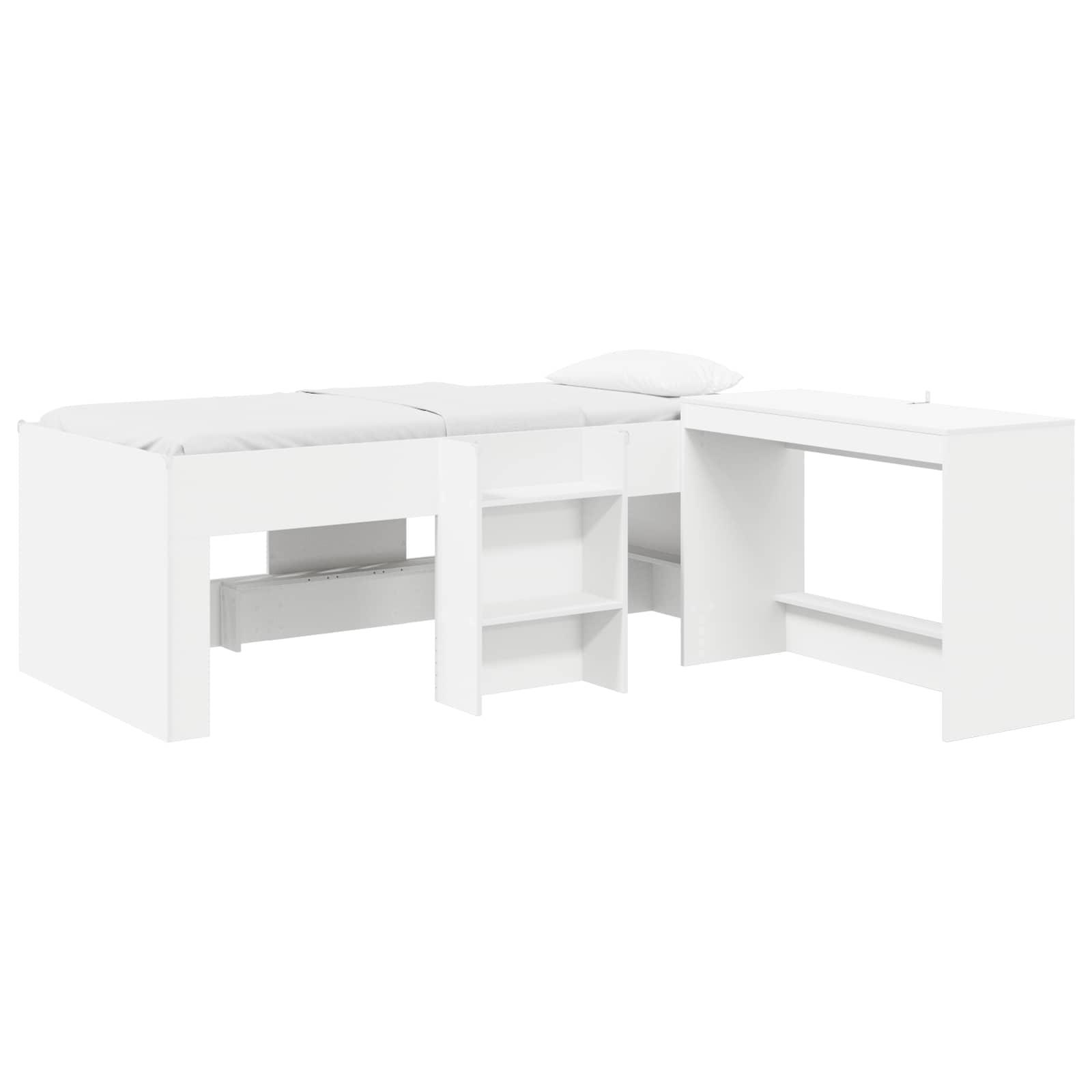 Børneseng med skrivebord Hvid 75 x 190 cm Konstrueret træ