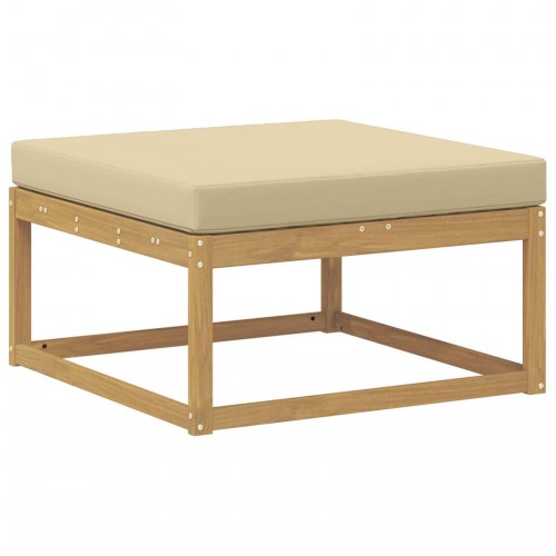 Udendørs sofagruppe i akacietræ - 7 dele, hvid/beige, modulopbygget
