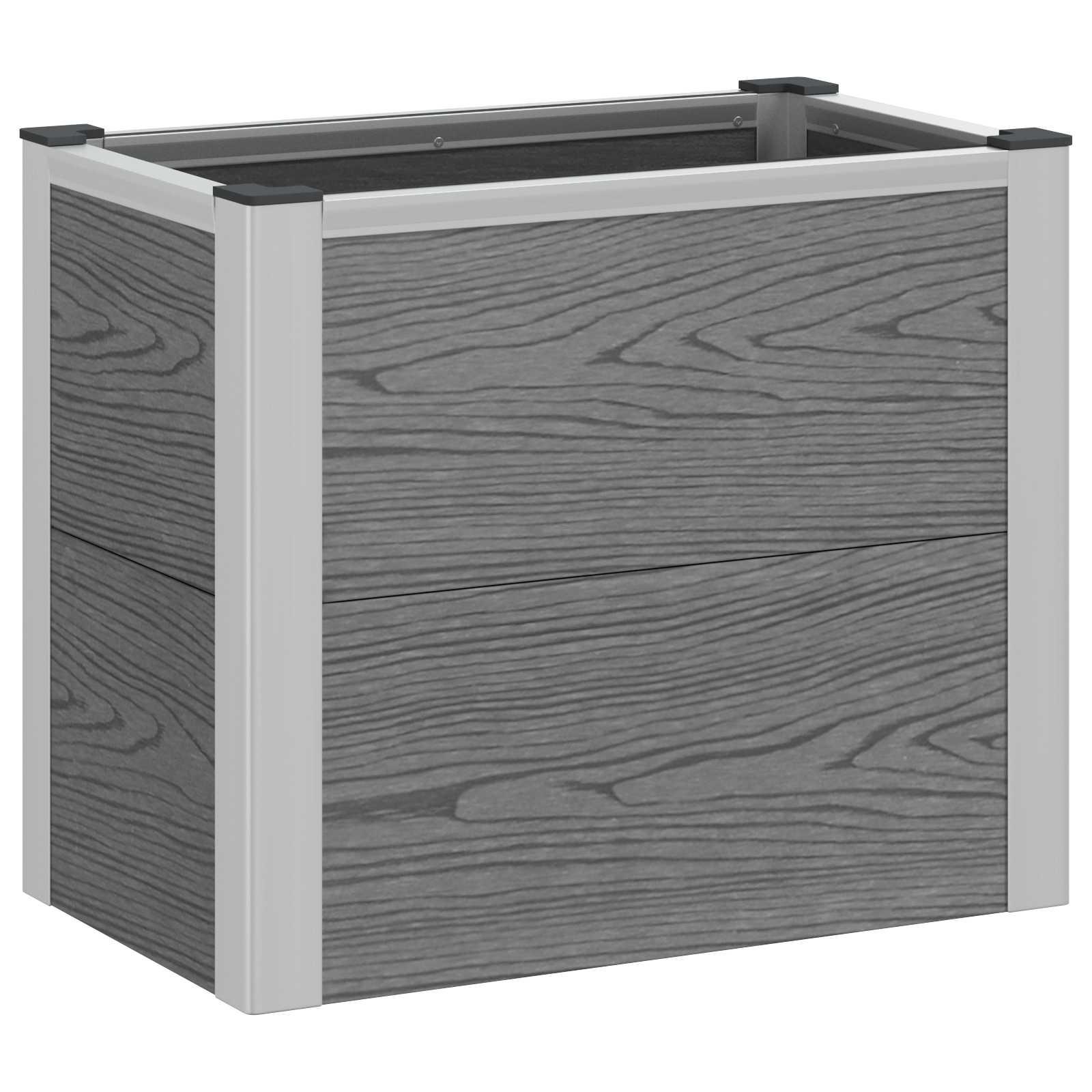 Højbed Grå 50 x 30 x 22 cm WPC og Aluminium