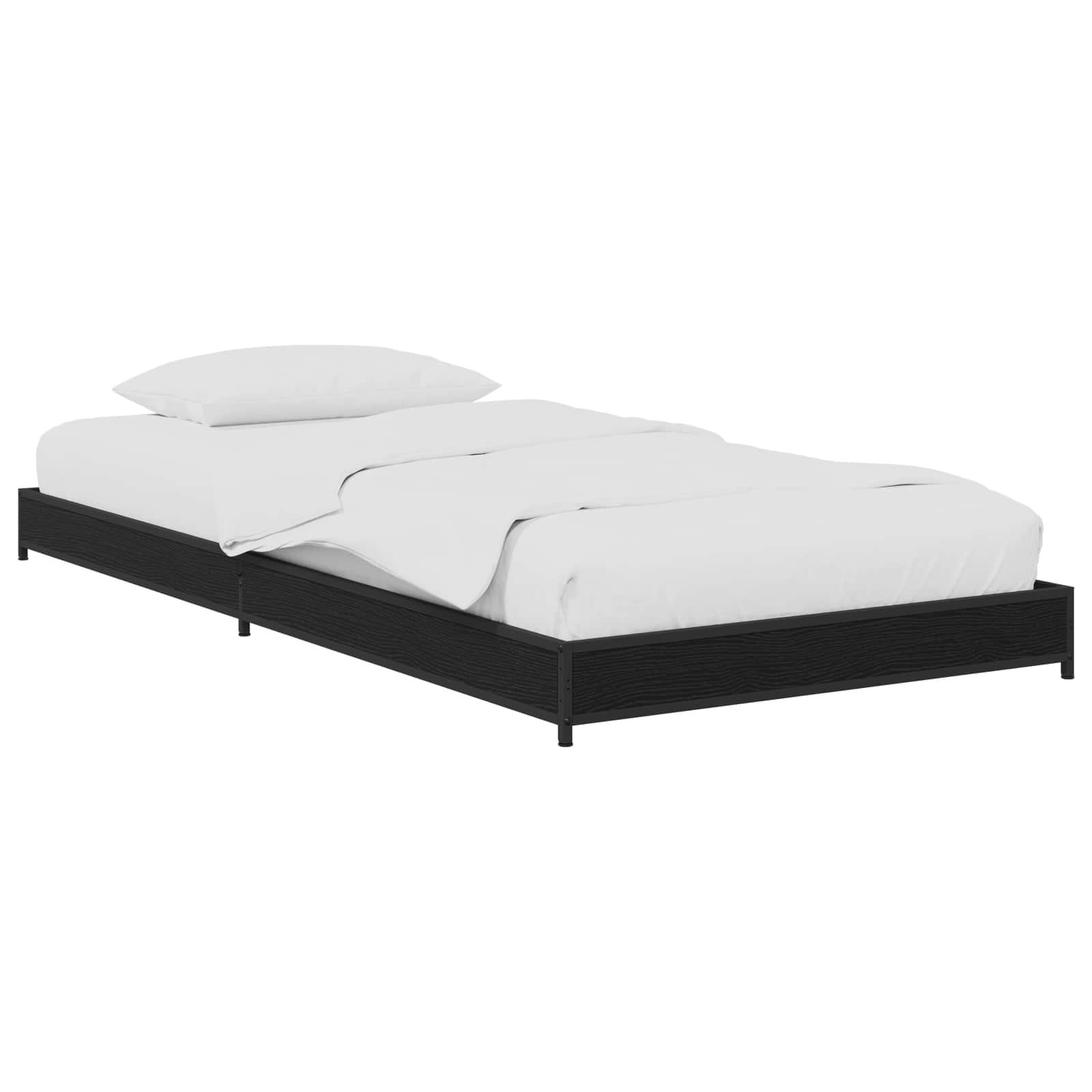 Sengestel i sort eg 80 x 200 cm - konstrueret træ med stålben