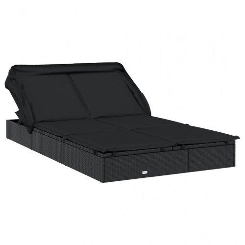 2-personers solseng foldbart tag 213x118x97 cm polyrattan sort (OUTLET B)
