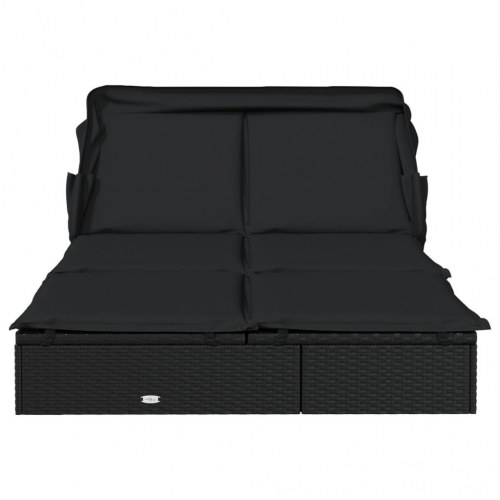 2-personers solseng foldbart tag 213x118x97 cm polyrattan sort (OUTLET B)
