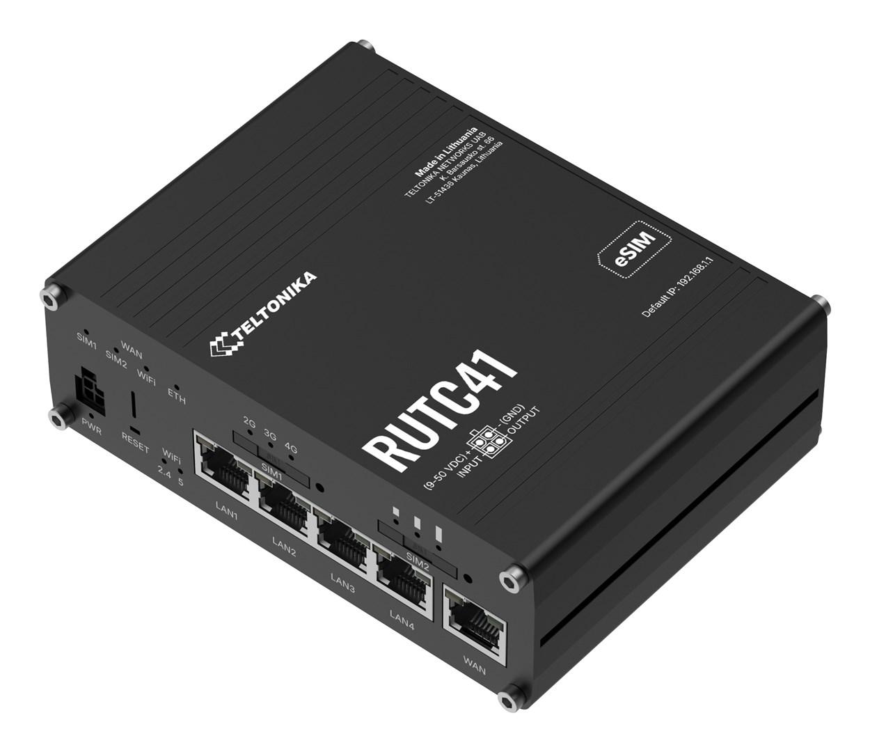 Teltonika RUTC41 (EU) 4G Cat 4 router med Wi‑Fi 6, Docker-support, 5x Ethernet og eSIM billede