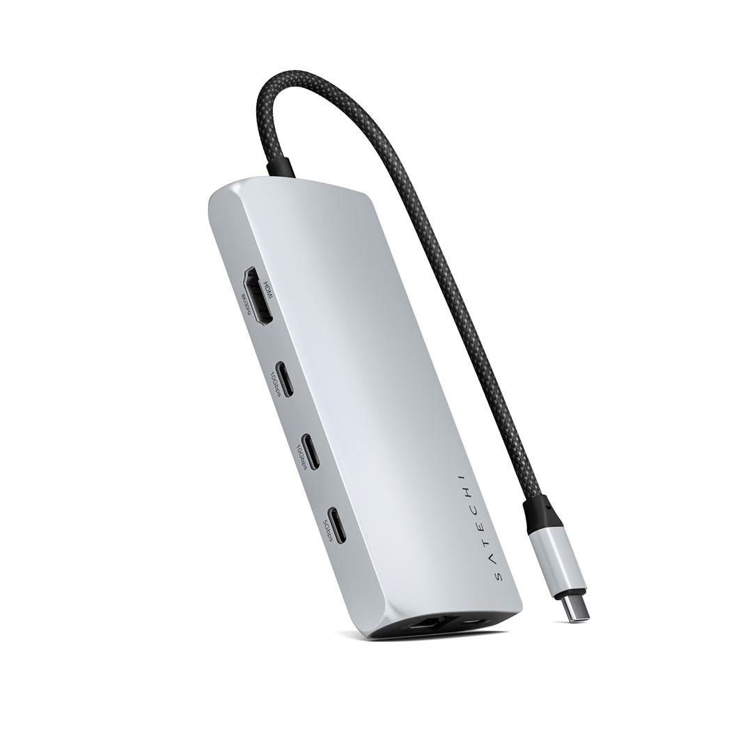Satechi ST-P8KES USB-C hub/dockingstation - sølv billede