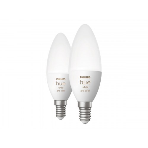 Philips Hue White and Color Ambiance E14 LED-pærer 4 W (2-pak) - B39, 470 lm, 2.000-6.500 K
