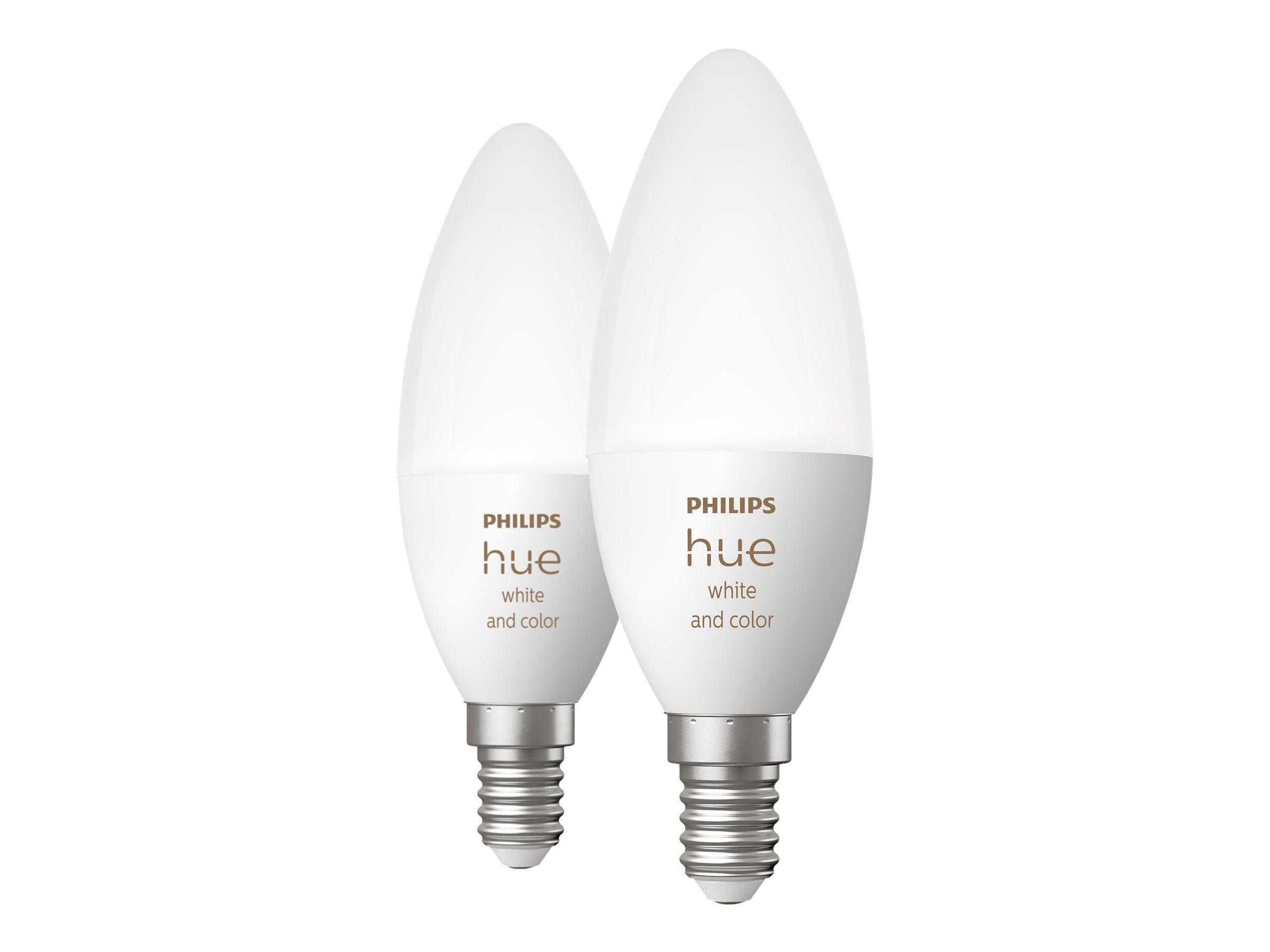 Philips Hue White and Color Ambiance E14 LED-pærer 4 W (2-pak) - B39, 470 lm, 2.000-6.500 K
