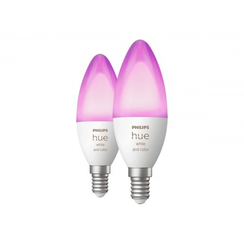 Philips Hue White and Color Ambiance E14 LED-pærer 4 W (2-pak) - B39, 470 lm, 2.000-6.500 K