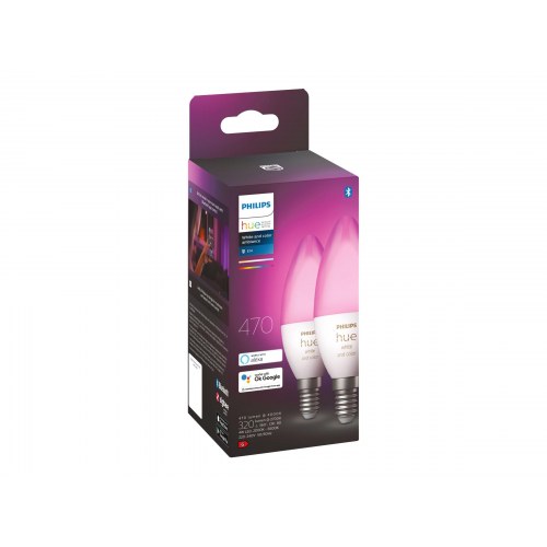 Philips Hue White and Color Ambiance E14 LED-pærer 4 W (2-pak) - B39, 470 lm, 2.000-6.500 K