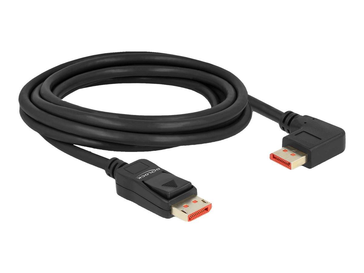 DeLOCK DisplayPort-kabel 3 m - højre/venstre vinkel - sort billede
