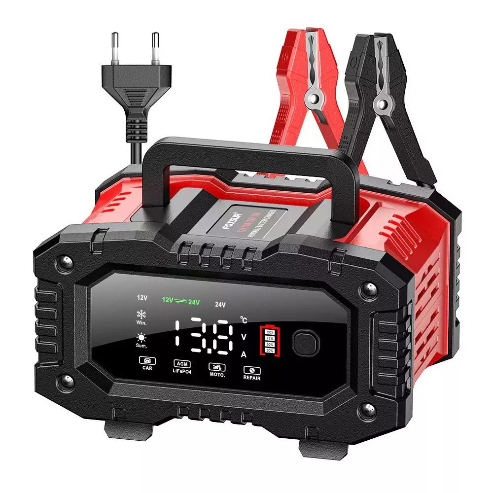 Batterioplader 12V/24V 20A med LCD - FOXSUR