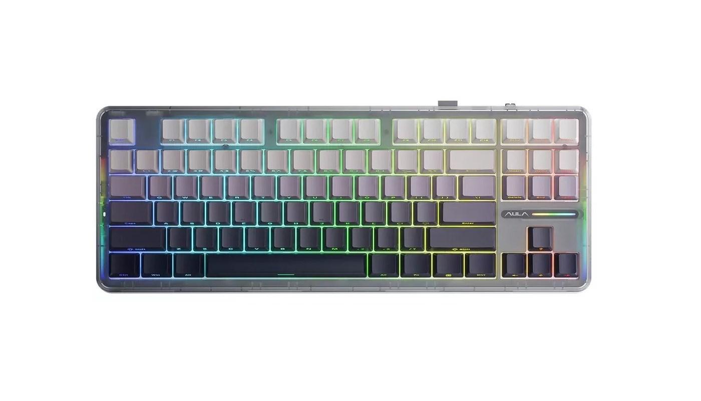 AULA Gasket F87 Gradient Grey SpaceCrystal RGB tastatur - mekanisk, trådløst/USB, TKL