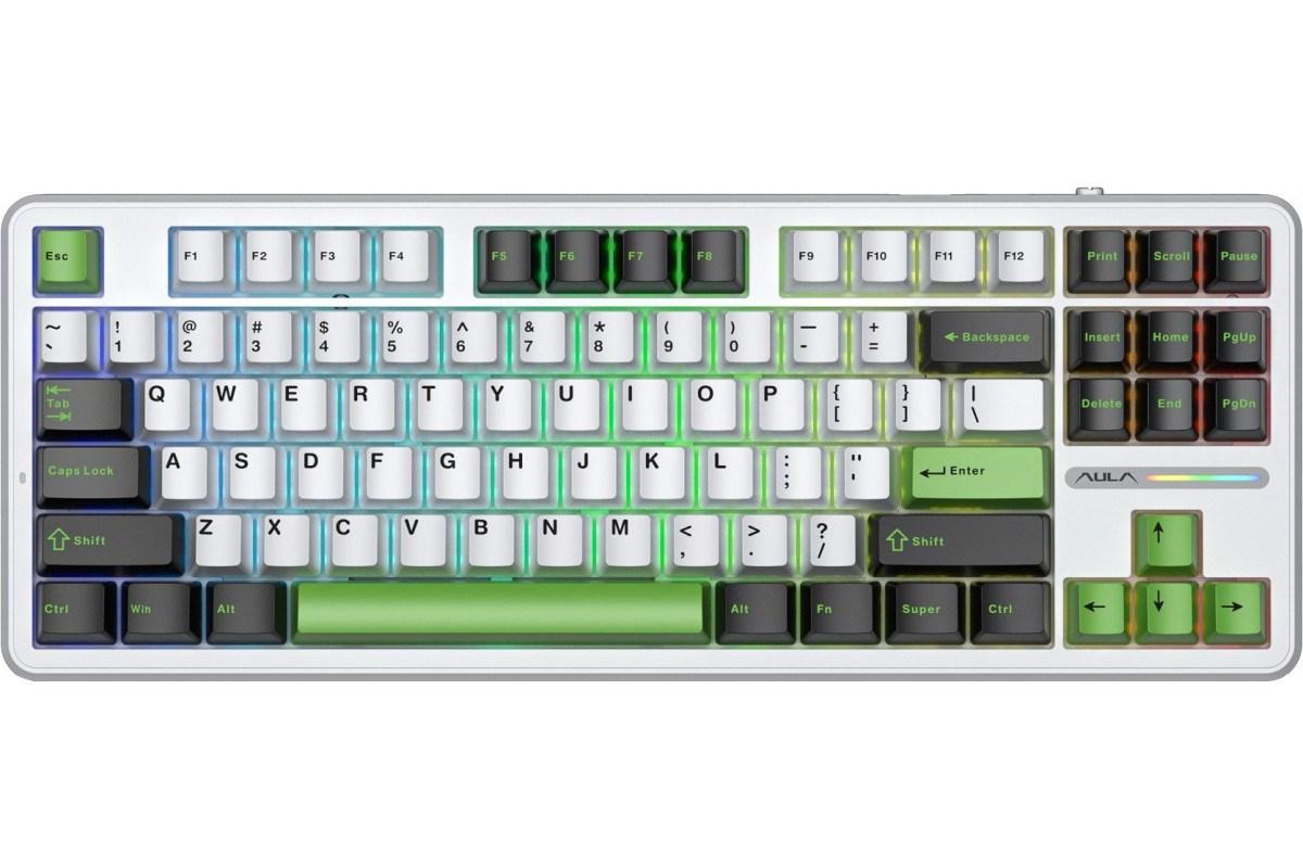 AULA Gasket F87 Thunder Black GrayWood V3 RGB - mekanisk gaming tastatur (tenkeyless)