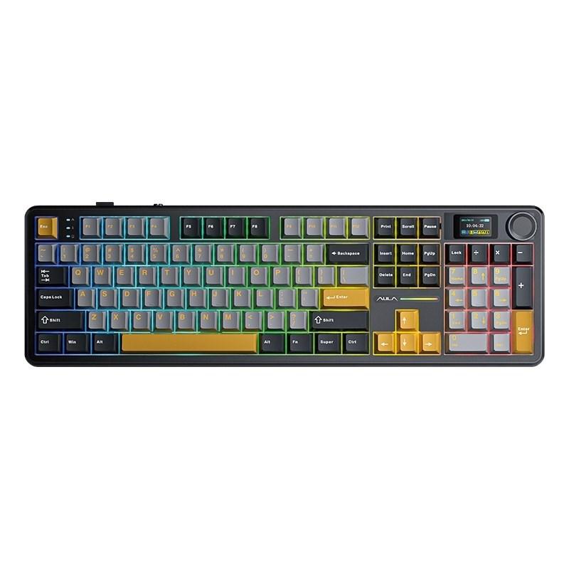 AULA F108 Pro mekanisk RGB-tastatur - Gray/Orange/Deep Gray, Reaper Switch