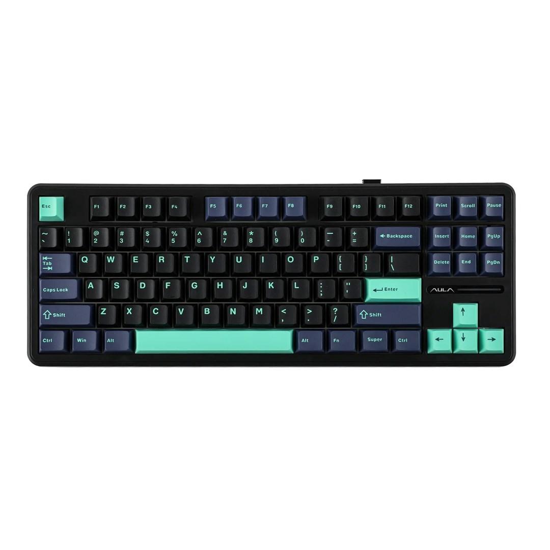 AULA klawiatura gasket F87 Pro Dark Blue + Black + Cyan GrayWoodV4 switch RGB