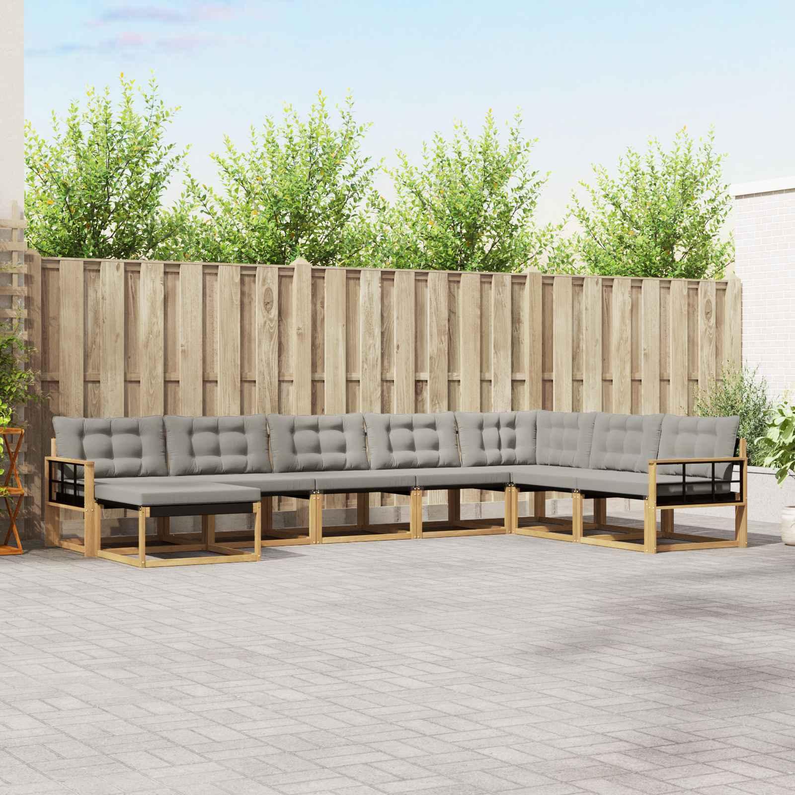 Udendørs sofagruppe 8 stk Hvid og lysegrå 406 x 247,5 x 73 cm