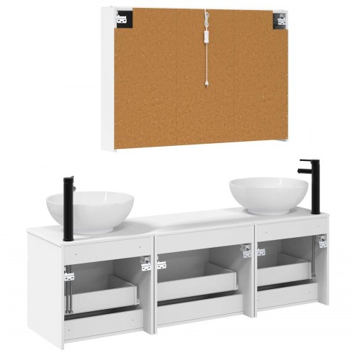 Badeværelsesskabsæt 4 stk Hvid 103,5 x 15,5 x 70 cm