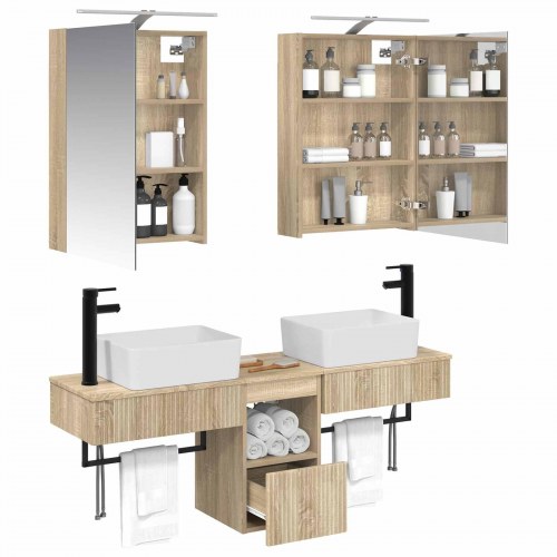 Badeværelsesskabsæt 5 stk Sonoma-eg 50 x 14,5 x 70 cm