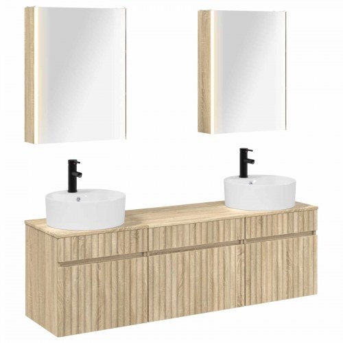 Badeværelsesskabsæt 5 stk Sonoma-eg 53 x 15,5 x 70 cm