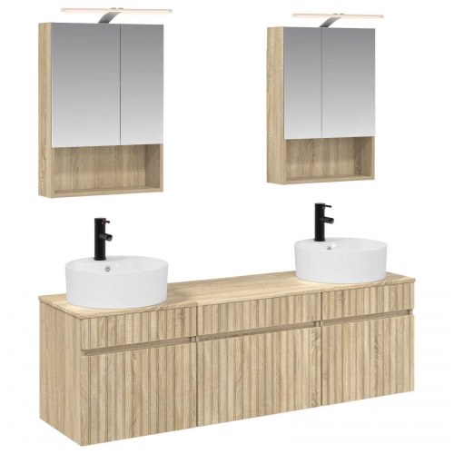Badeværelsesskabsæt 5 stk Sonoma-eg 50 x 14,5 x 70 cm