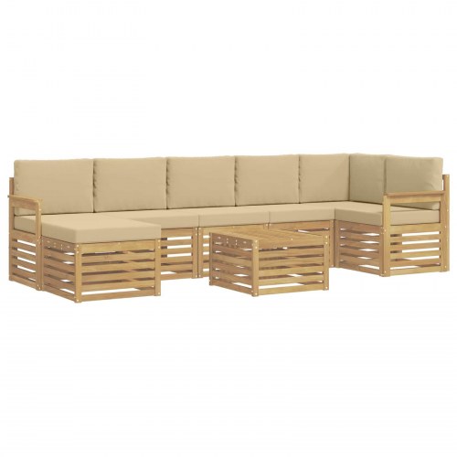 Udendørs sofagruppe 7 stk Hvid og Beige 59 x 59 x 37 cm