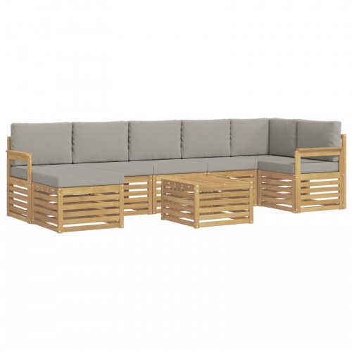 Udendørs sofagruppe 7 stk Hvid Og Lys Grå 59 x 59 x 37 cm