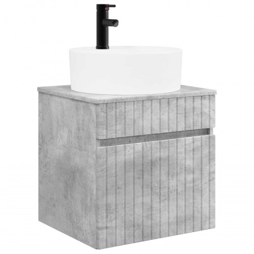 Badeværelsesskabsæt 5 stk Betongrå 50 x 14,5 x 70 cm