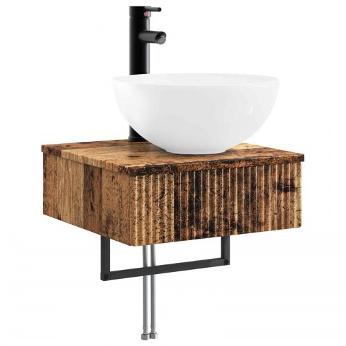 Badeværelsesskabsæt 5 stk Gammelt træ 40 x 10,5 x 60,5 cm