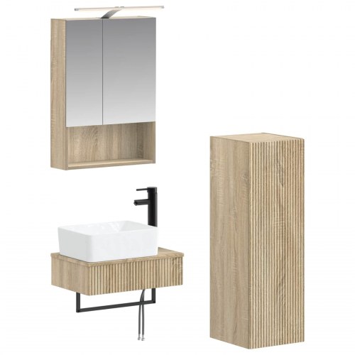 Badeværelsesskabsæt 4 stk Sonoma-eg 50 x 14,5 x 70 cm