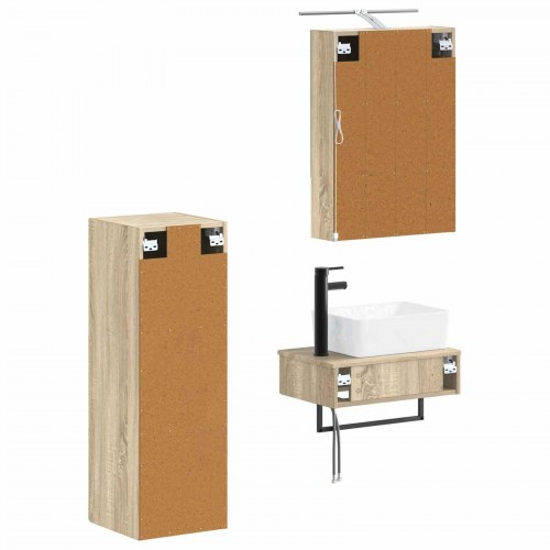 Badeværelsesskabsæt 4 stk Sonoma-eg 50 x 14,5 x 70 cm