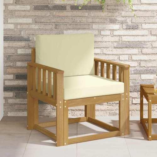 2 Stk Udendørs sofagruppe Polyester Hvid og creme